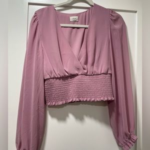 Wilfred Aritzia Pink Cropped Blouse size M